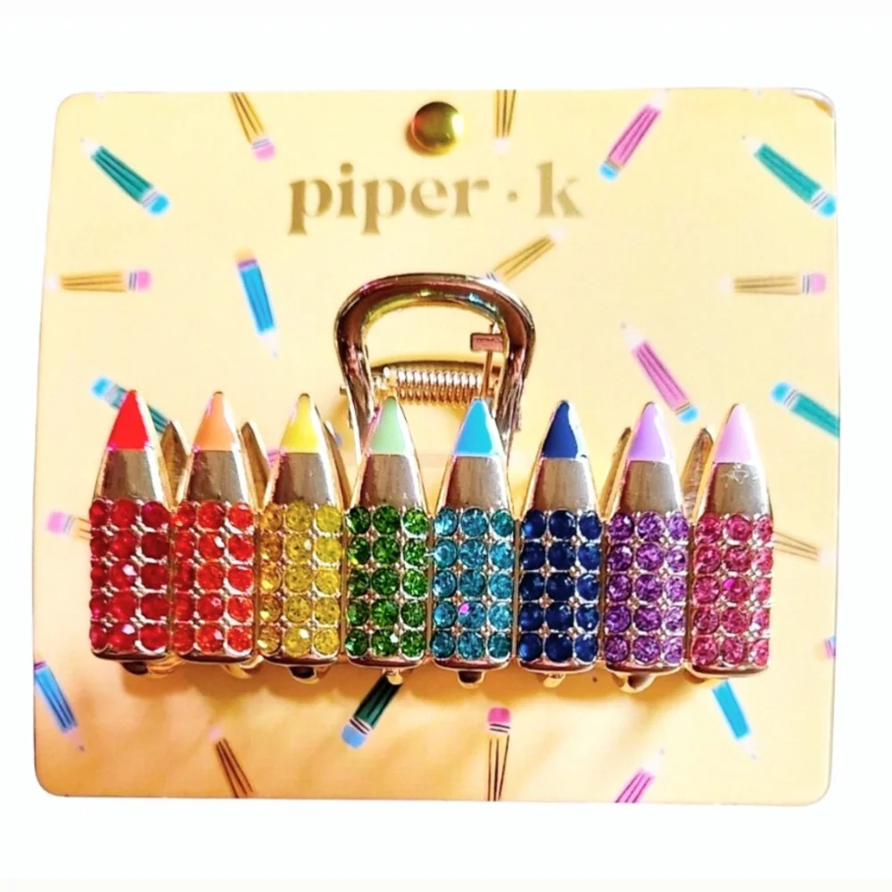 NWT ⚜️🌈⚜️ Piper K Gorgeous Rhinestone Multicolor Pencil Hair Clips