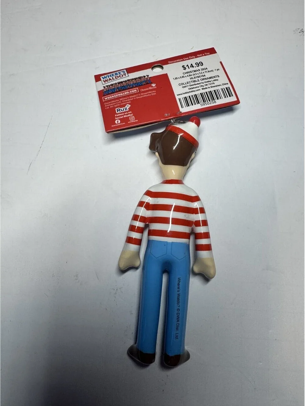 Where's Waldo 4.5” Hanging Ornament by Ruz New with Tags Hobby Lobby