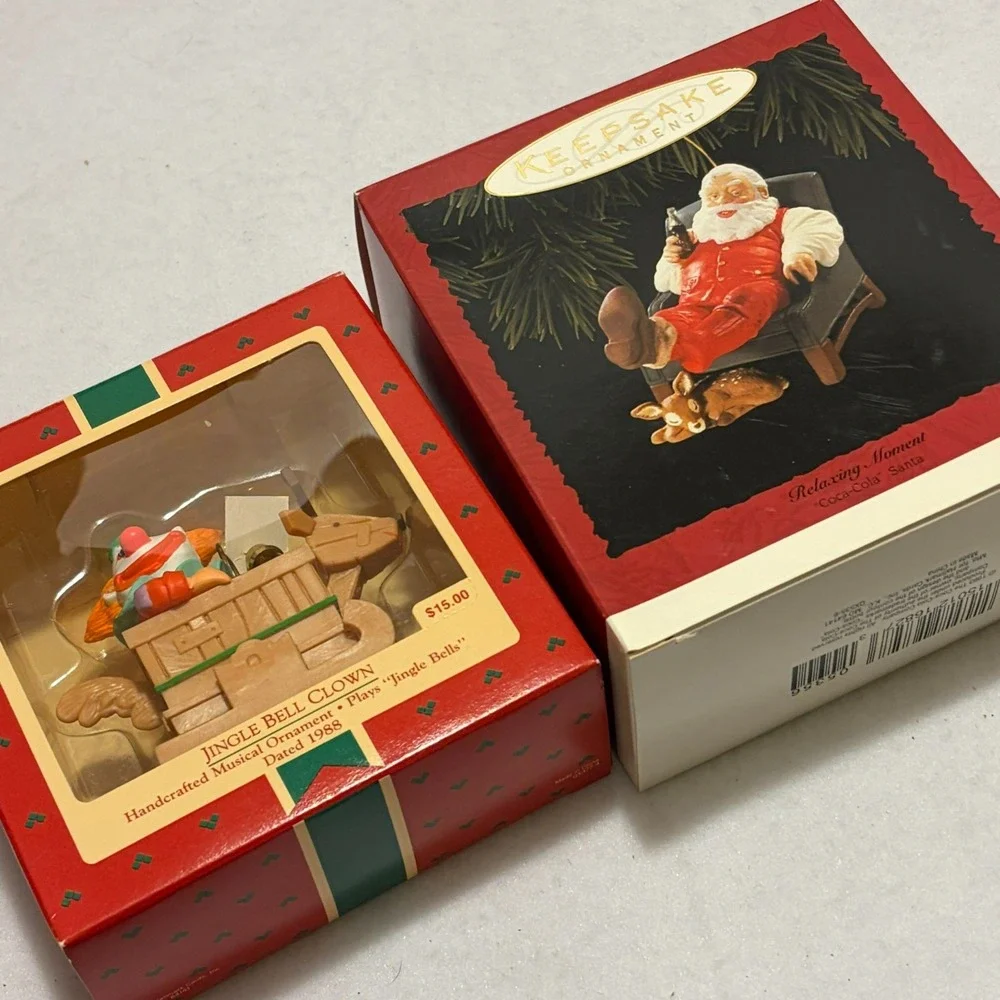 Lot of 17 Vintage Hallmark Keepsake Santa Ornaments Gym Taxi Baseball 1980s