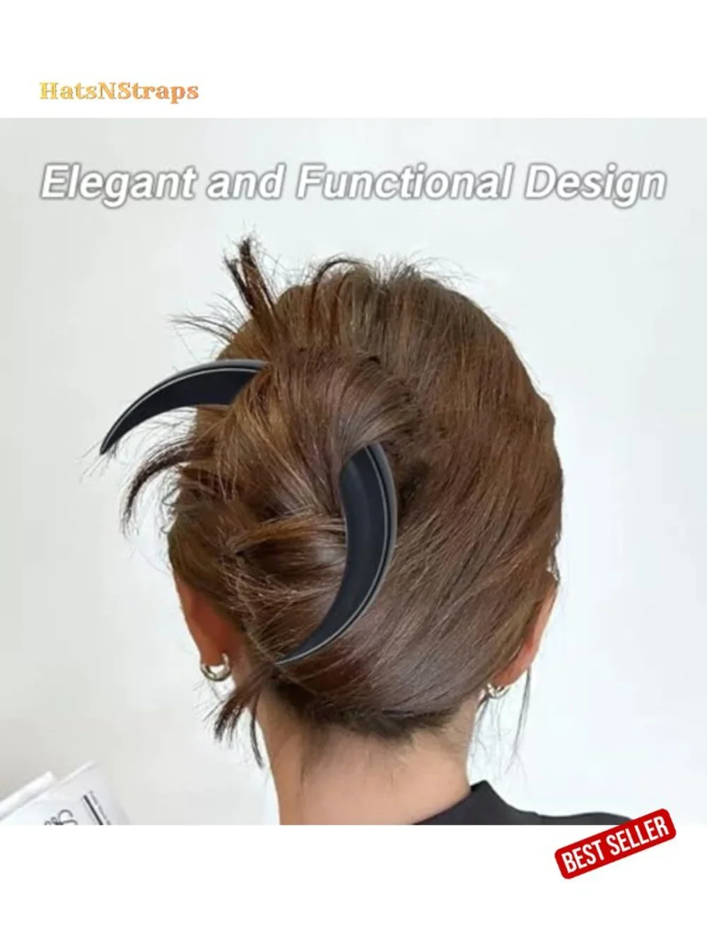 Wooden Moon Hair Pin Hand Carved Hair Stick for Women Hair Styling Tool