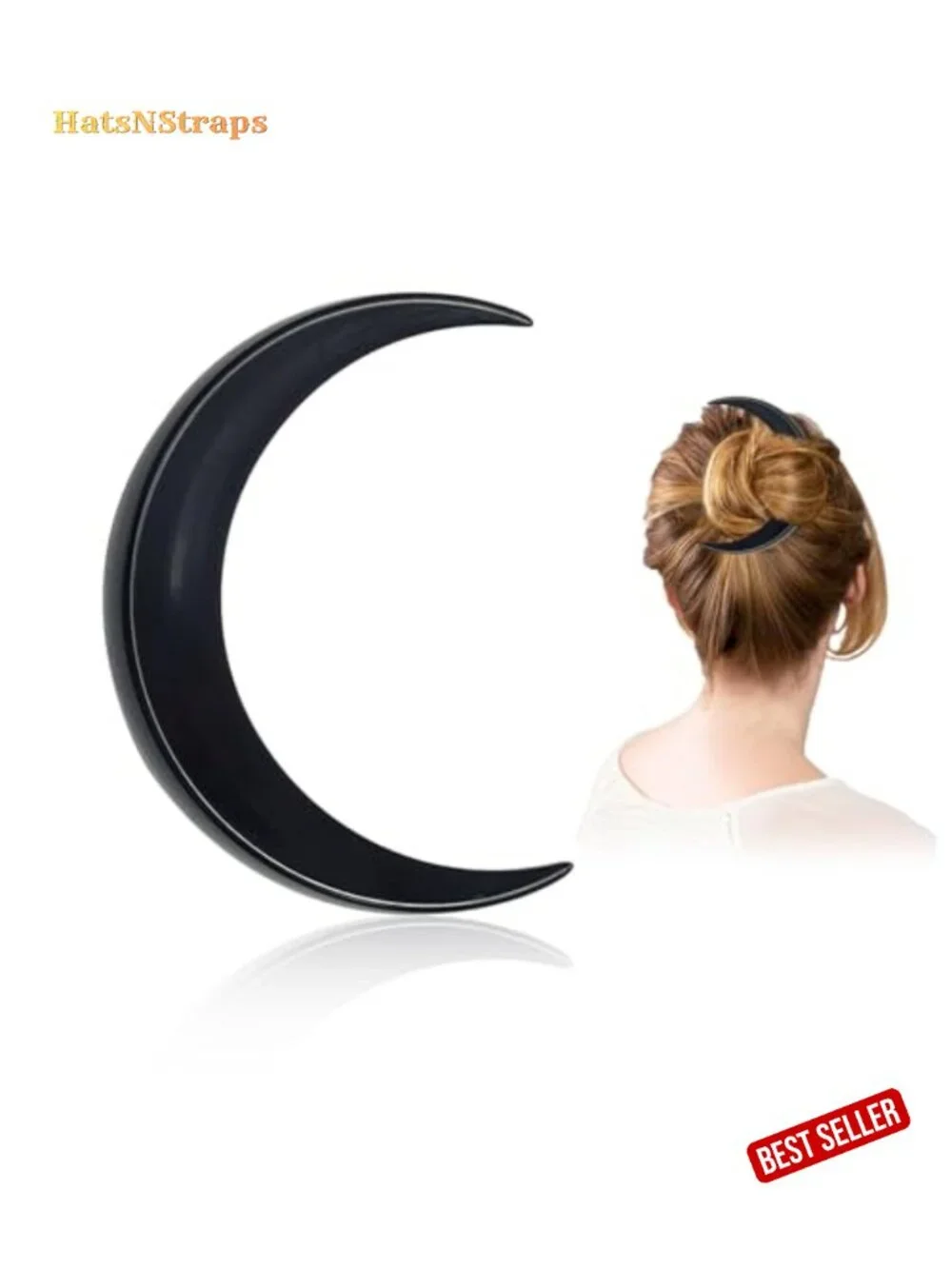 Wooden Moon Hair Pin Hand Carved Hair Stick for Women Hair Styling Tool