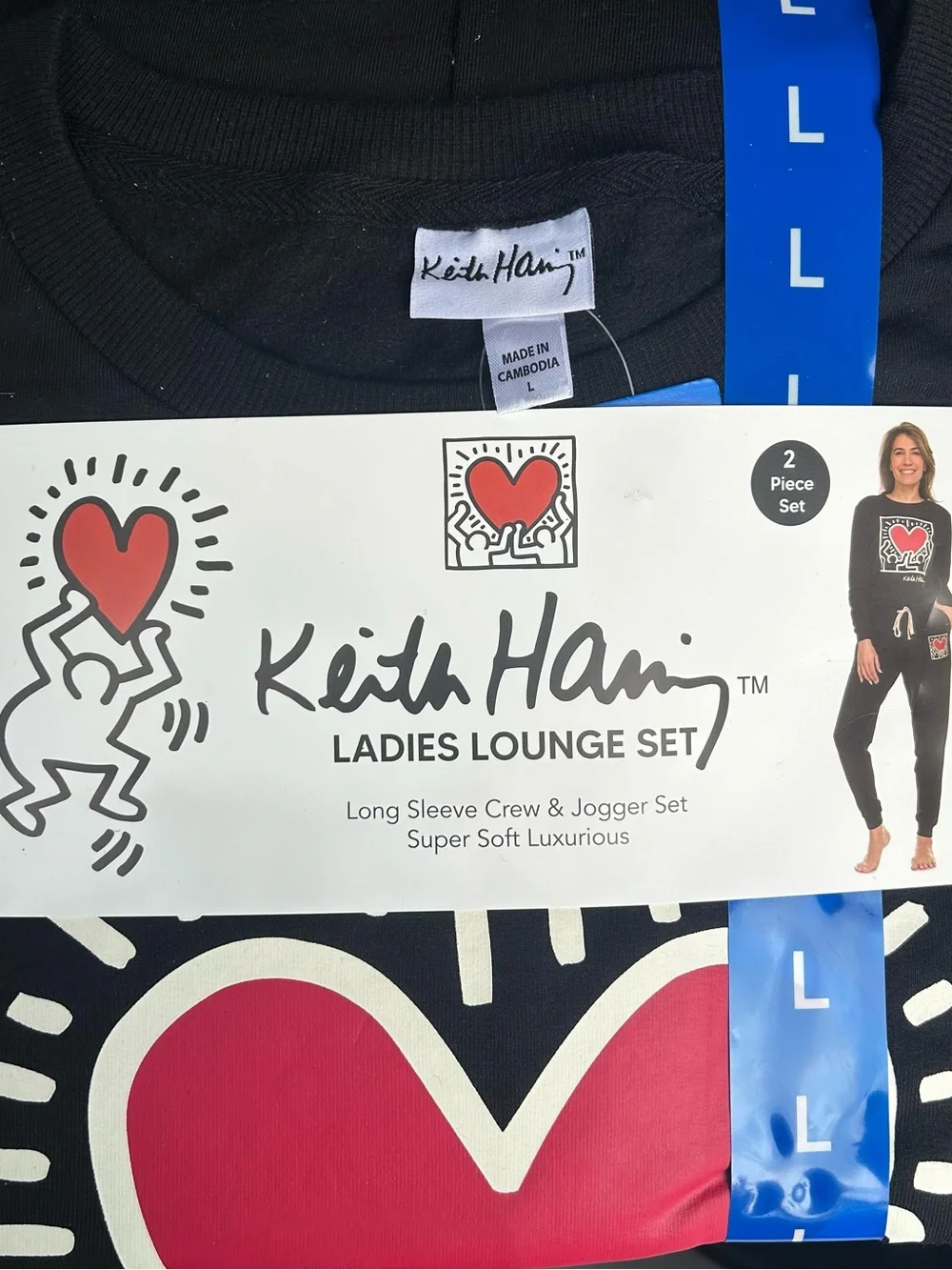 Ladies’ Black and Red Heart Pajama Set