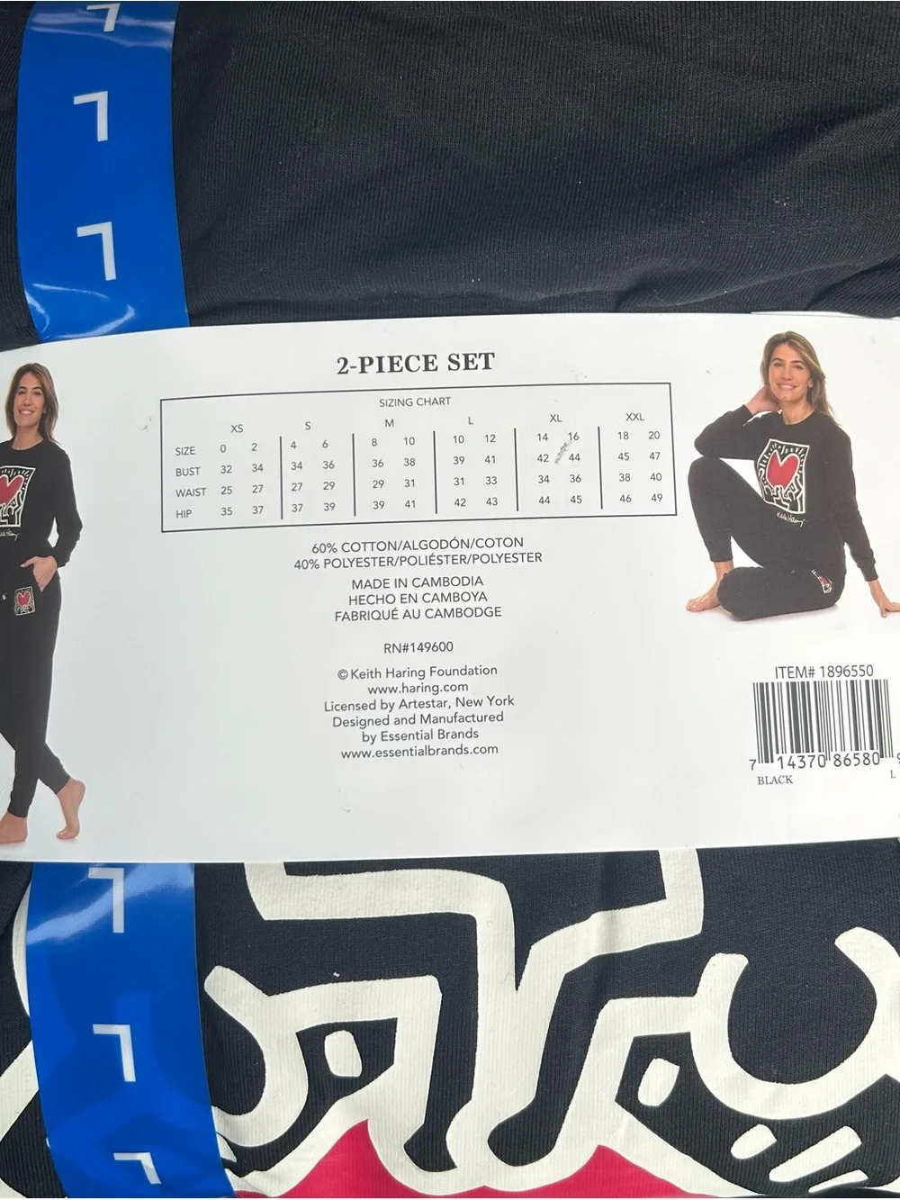 Ladies’ Black and Red Heart Pajama Set