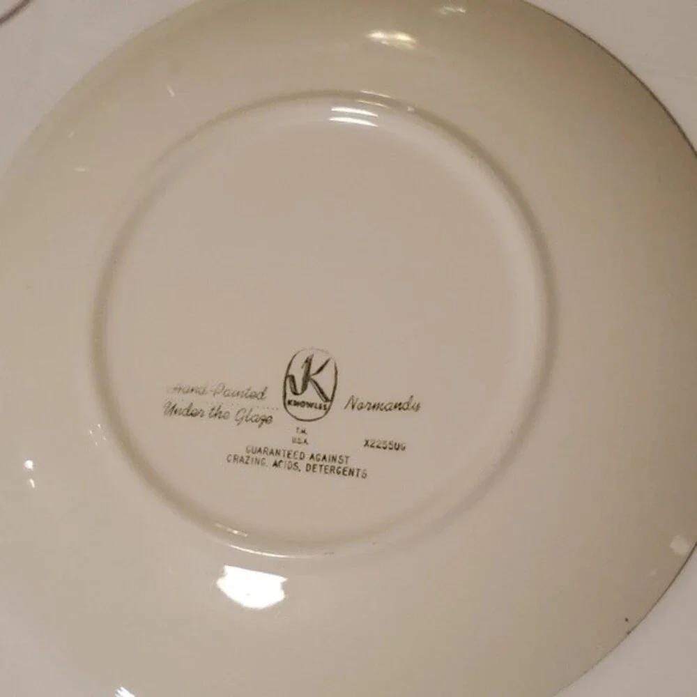 VTG Edwin M Knowles Normandy Dinner Plate – Hand Painted French Peasant Woman