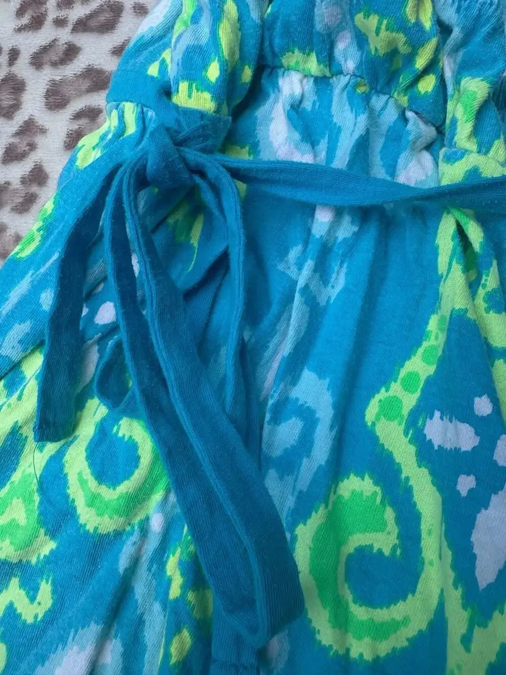 Justice Girls Blue Green Patterned Sequin Halter Maxi Dress Size 6