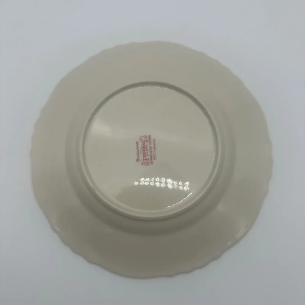 3 Syracuse China Suzanne Federal Shape Salad Plates Gold Rim Set of