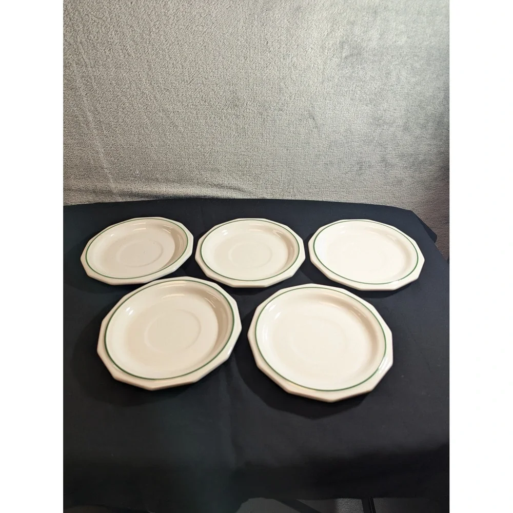 Pfaltzgraff Christmas Heritage Tea Cup and Saucer Set White Green 10 Piece