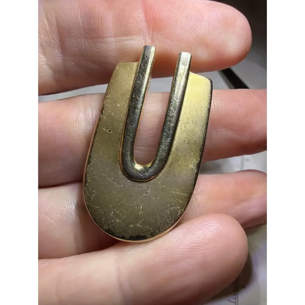 Vtg BERGERE Gold Tone Modernist Brooch Pendant Signed Mid Century MCM Jewelry