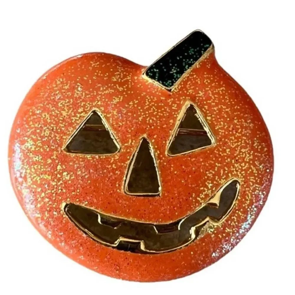 Jack o Lantern Enamel  AAI Accessories Associates inc brooch circa 1980