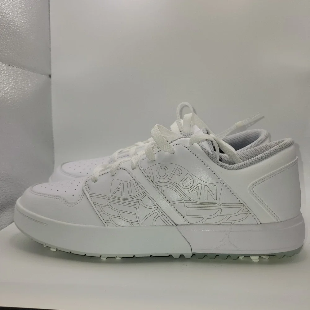NIKE Jordan ADG 5 Golf Shoes Triple White Leather Spiked FZ4153-100 Mens 9.5