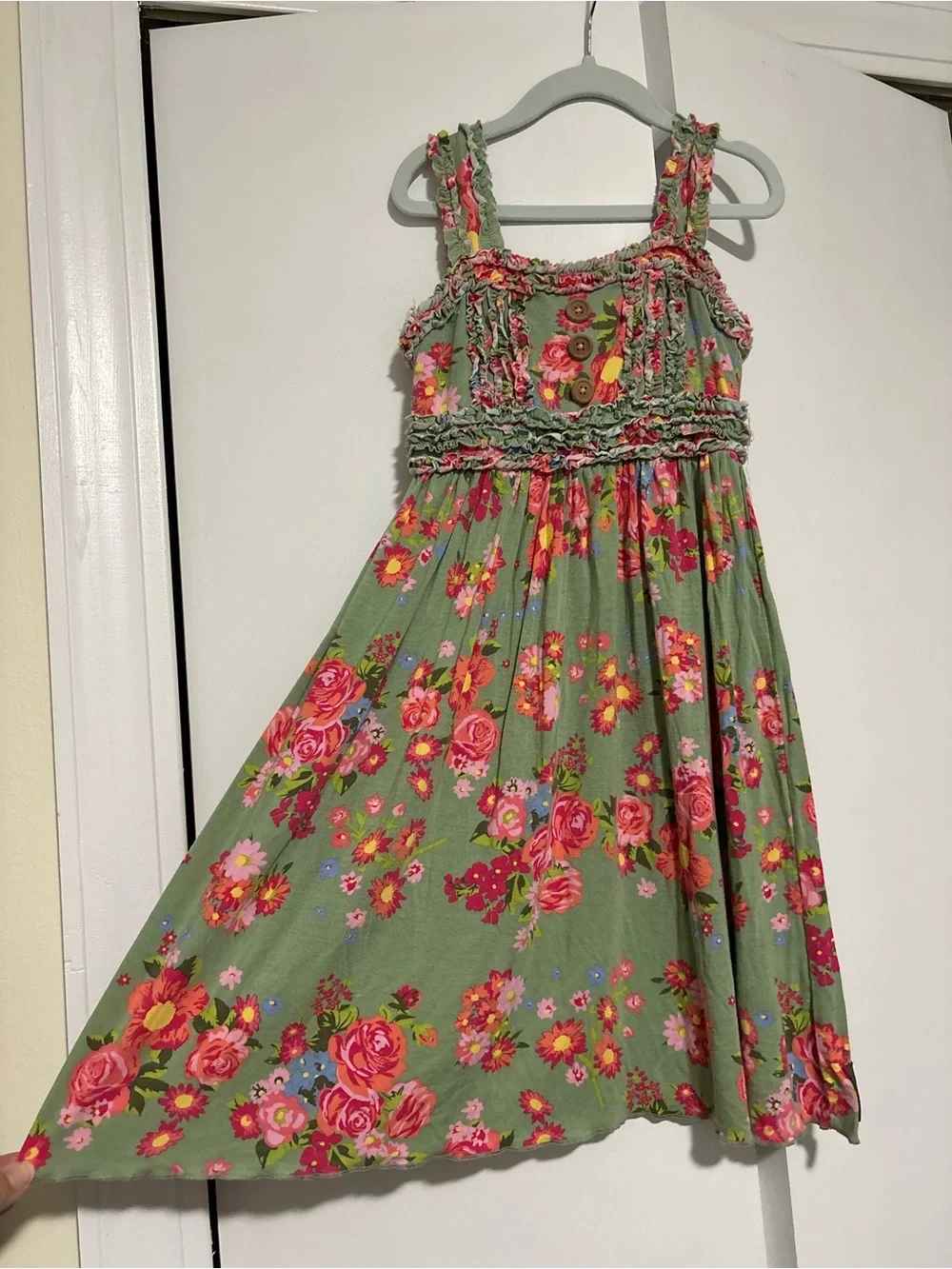 Matilda Jane sleeveless green floral Ruffle Sundress bamboo modal