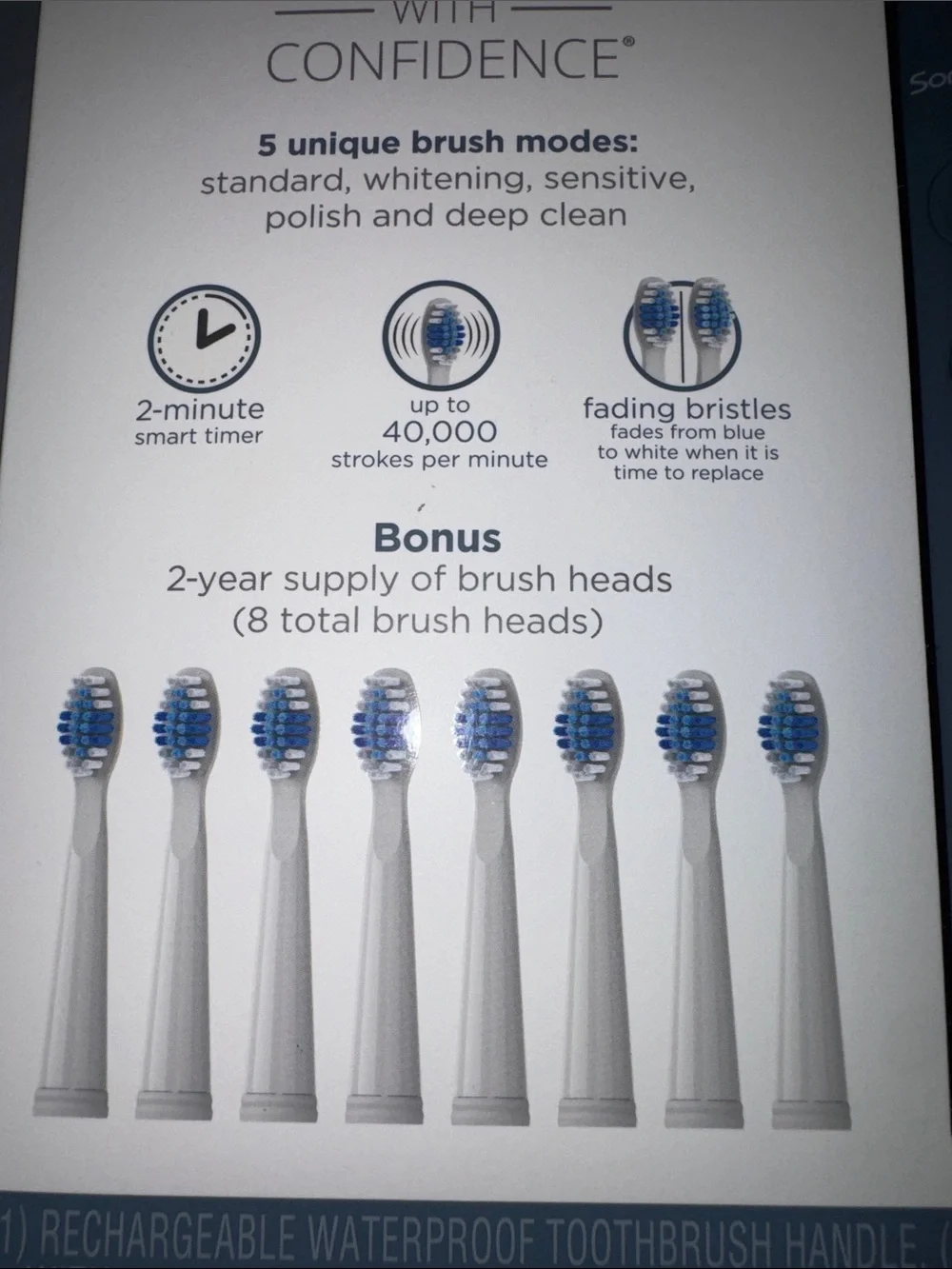 Soniclean Pro 3500, 5 Modes, 8 Brush Head replacements, NEW Navy Blue