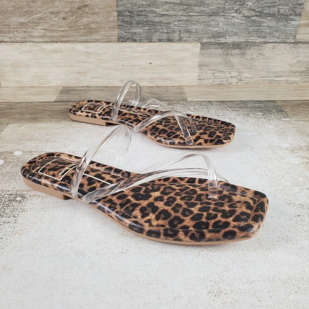 Dolce Vita Leanna Leopard Sandals Womens Sz 7.5 Clear Transparent