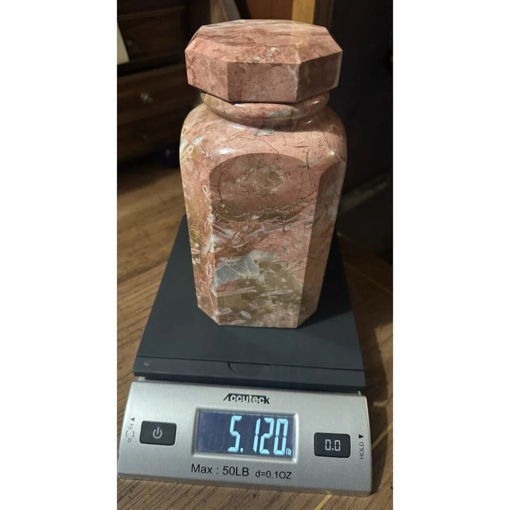 Vintage MCM Polished Pink Marble Vase  6.25