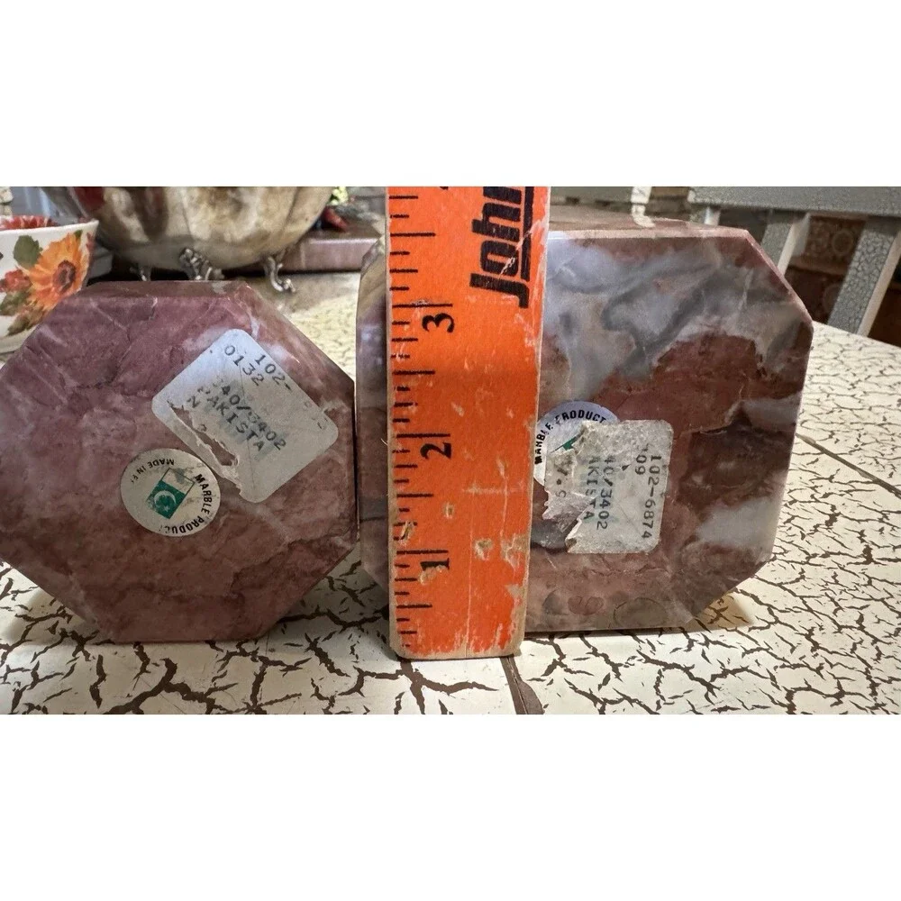 Vintage MCM Polished Pink Marble Vase  6.25