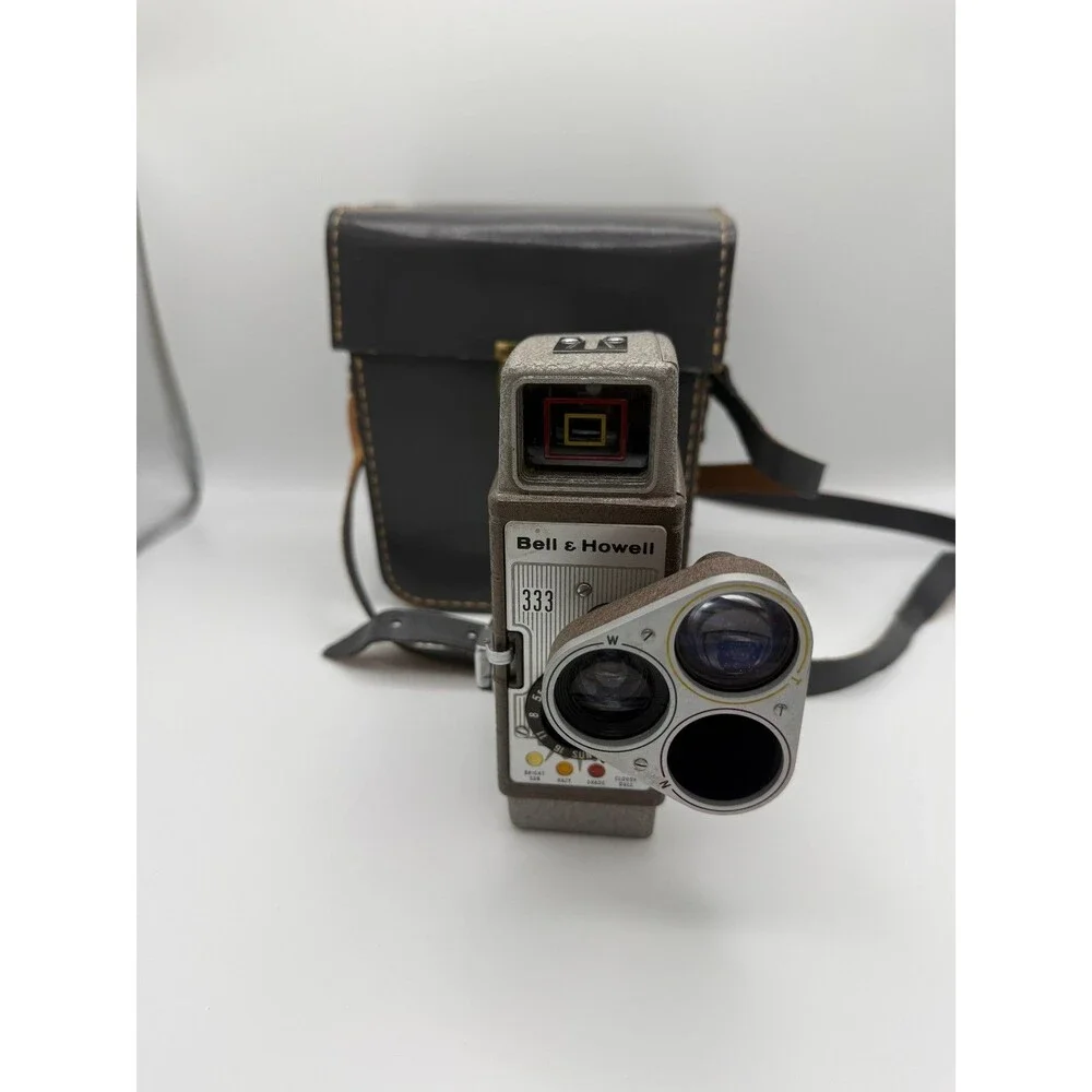 Vintage Bell & Howell 333 8mm Movie Film Camera With Case Not Tested