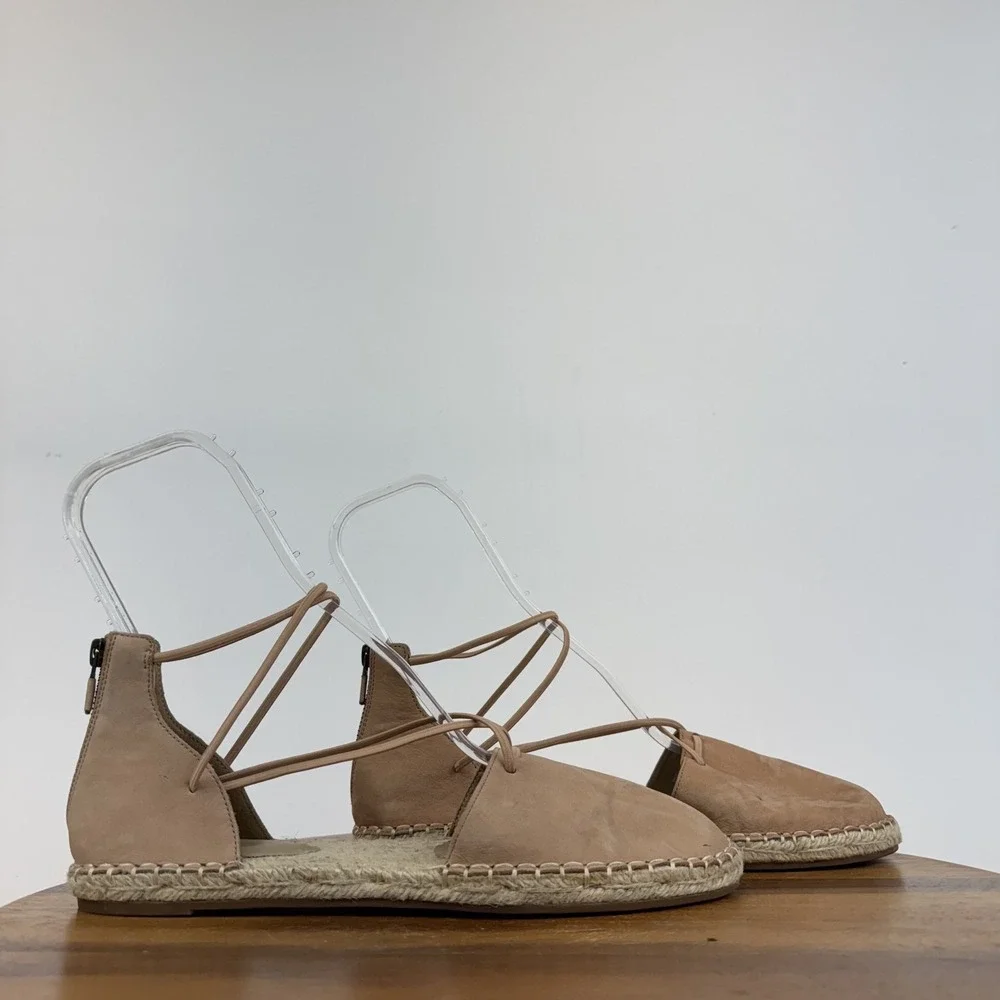 Womens Eileen Fisher Lace Leather Pink Espadrille Flat Sandals Size‎ 10 M GUC