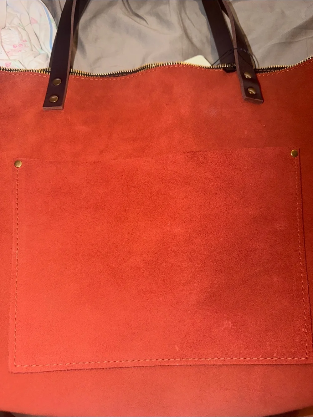 NWT Portland Leather Large Zippered Cinnabar Tote