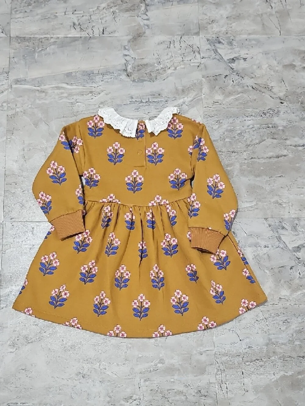 NWOT Mini Boden Mustard Floral Dress Size 2-3T