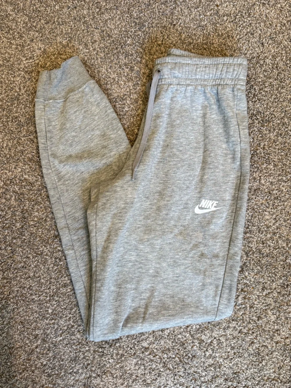 Nike Heather Gray Fleece Joggers with White Logo