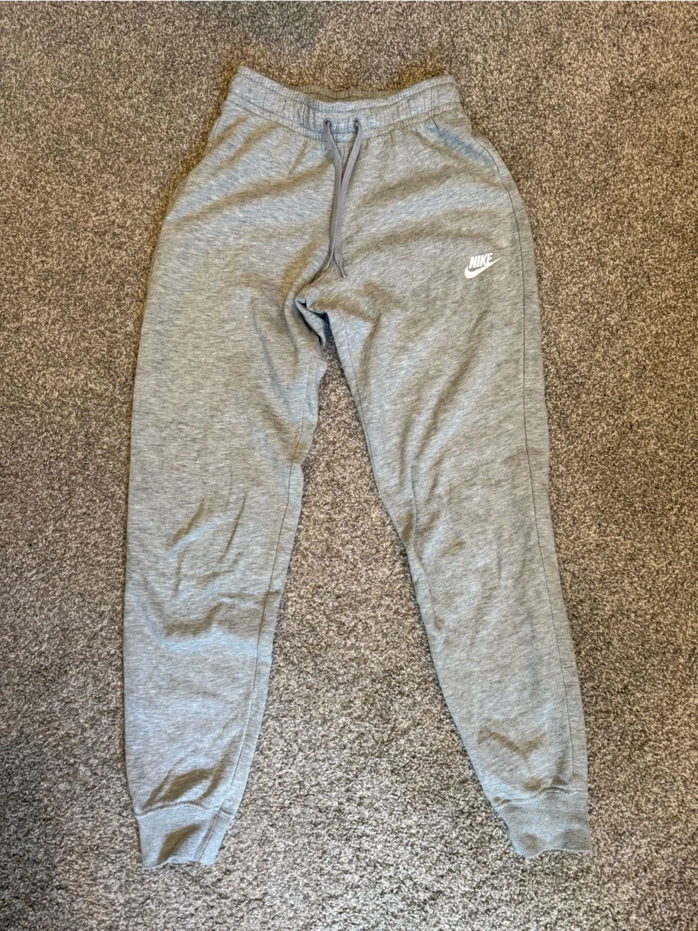 Nike Heather Gray Fleece Joggers with White Logo