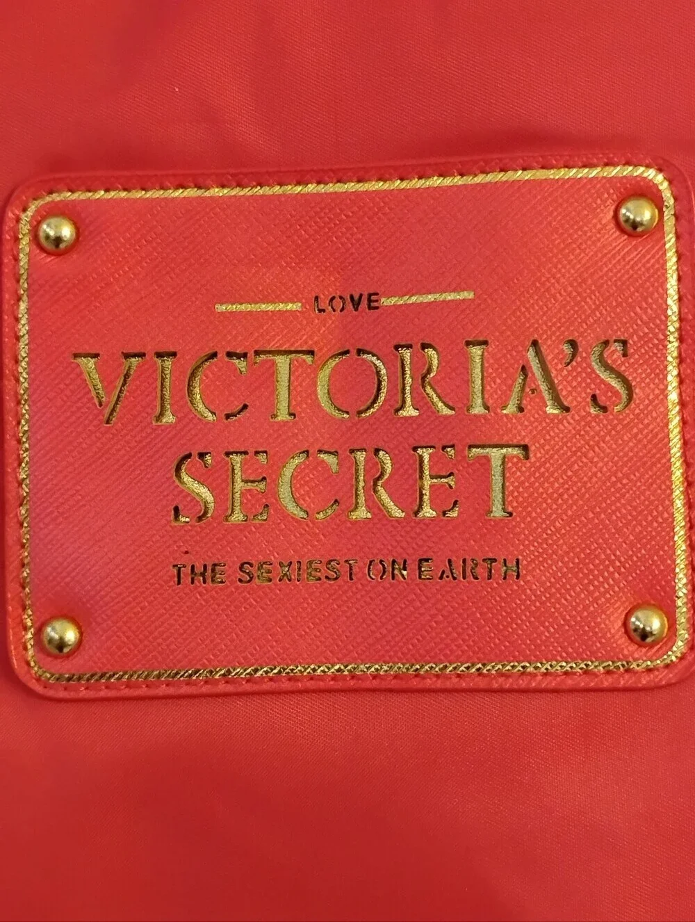 Vintage Victoria's Secret Bold Red Tote with Gold-tone Logo Plate