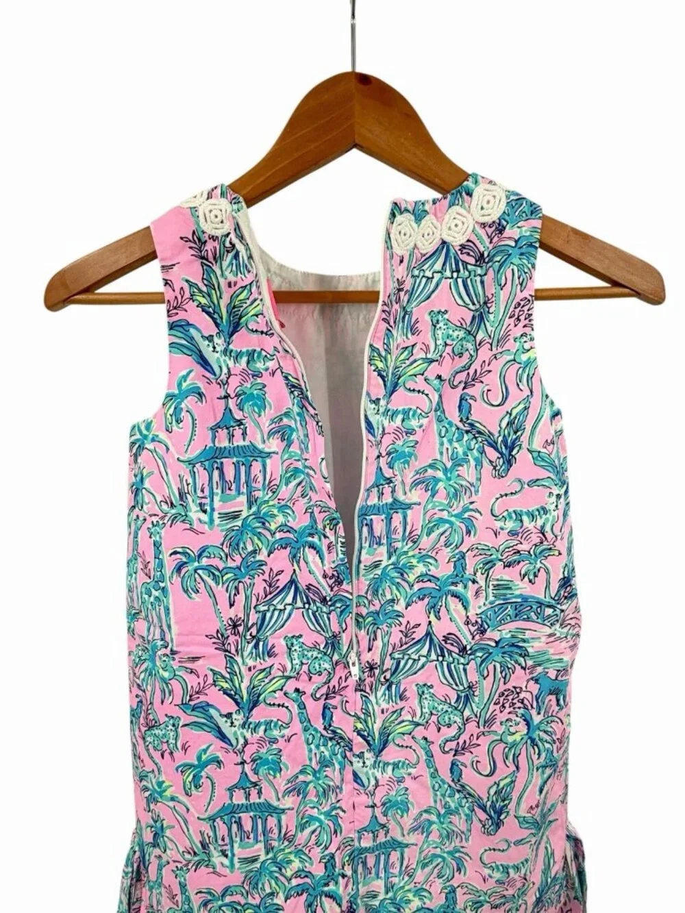 LILLY PULITZER Girl's Pink Jungle Animals Sleeveless Classic Shift Dress 8
