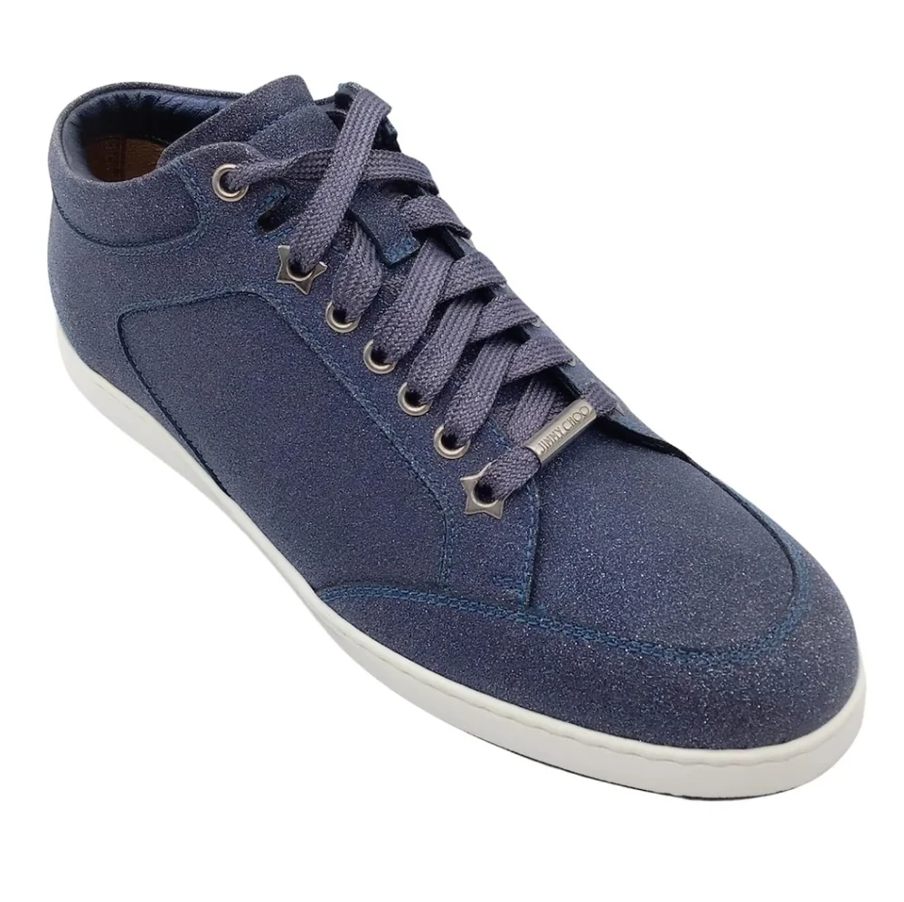 Jimmy Choo Blue Fine Glitter Miami Sneakers Size 37.5