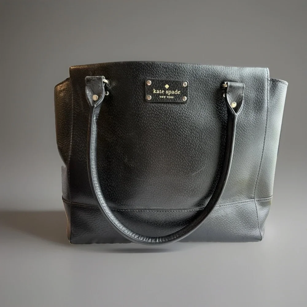 Kate Spade Wellesley Camryn Black Pebbles Leather Tote Bag Purse 16x12x6