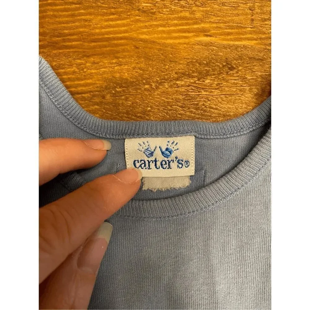 Carters vintage whale romper one piece blue baby boy