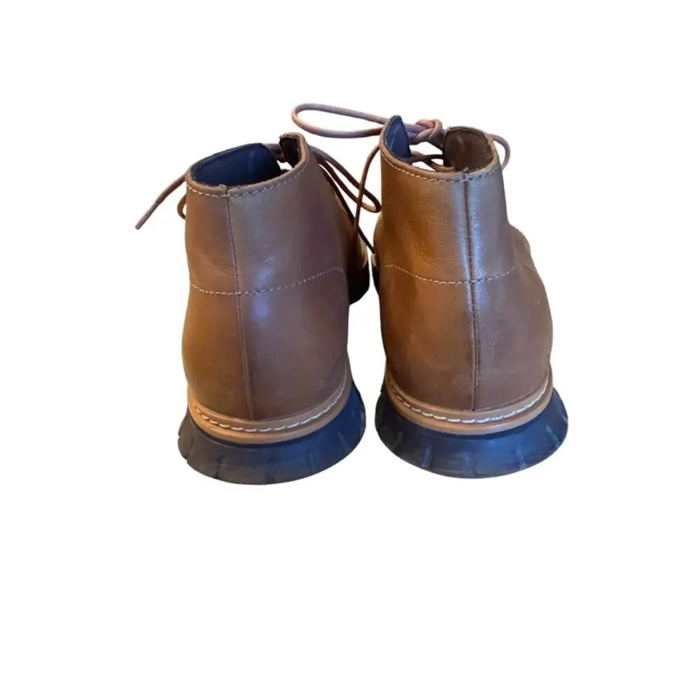Cole Haan Men's Size 11.5 Rust Brown Leather Chukka Boots - Classic Lace-Up