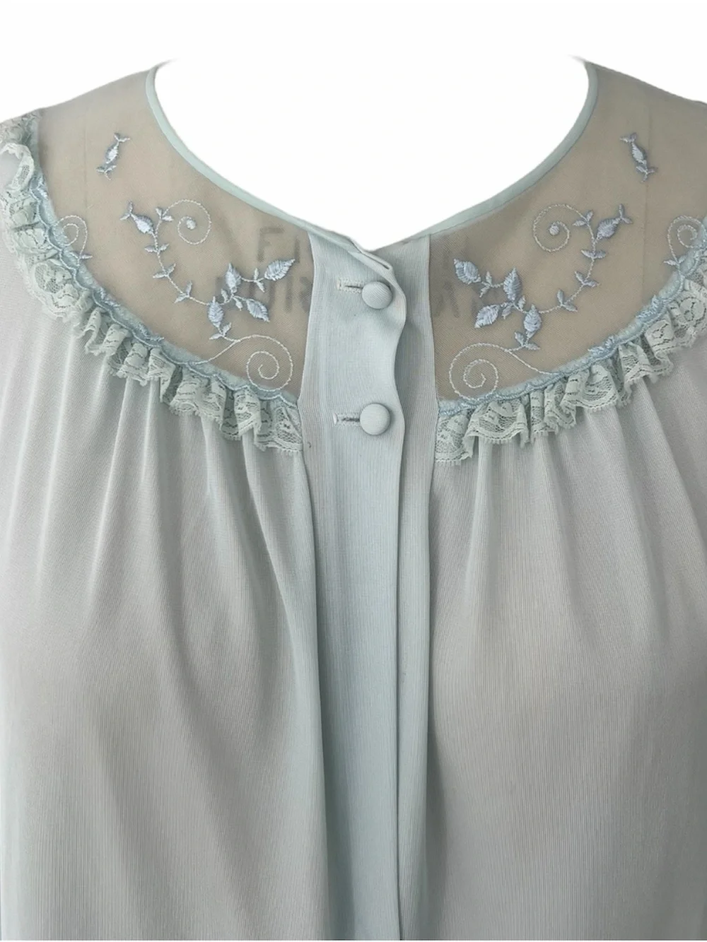 Vintage Baby Blue 3/4 Sleeve Midi Nightgown