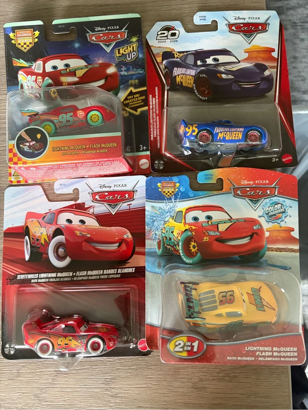 Disney Cars Lightning McQueen lot of 4- light up, fabulous McQueen, color change