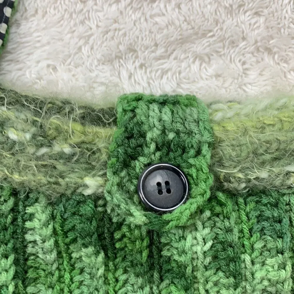 Handmade green crochet‎ and fabric flower tote bag