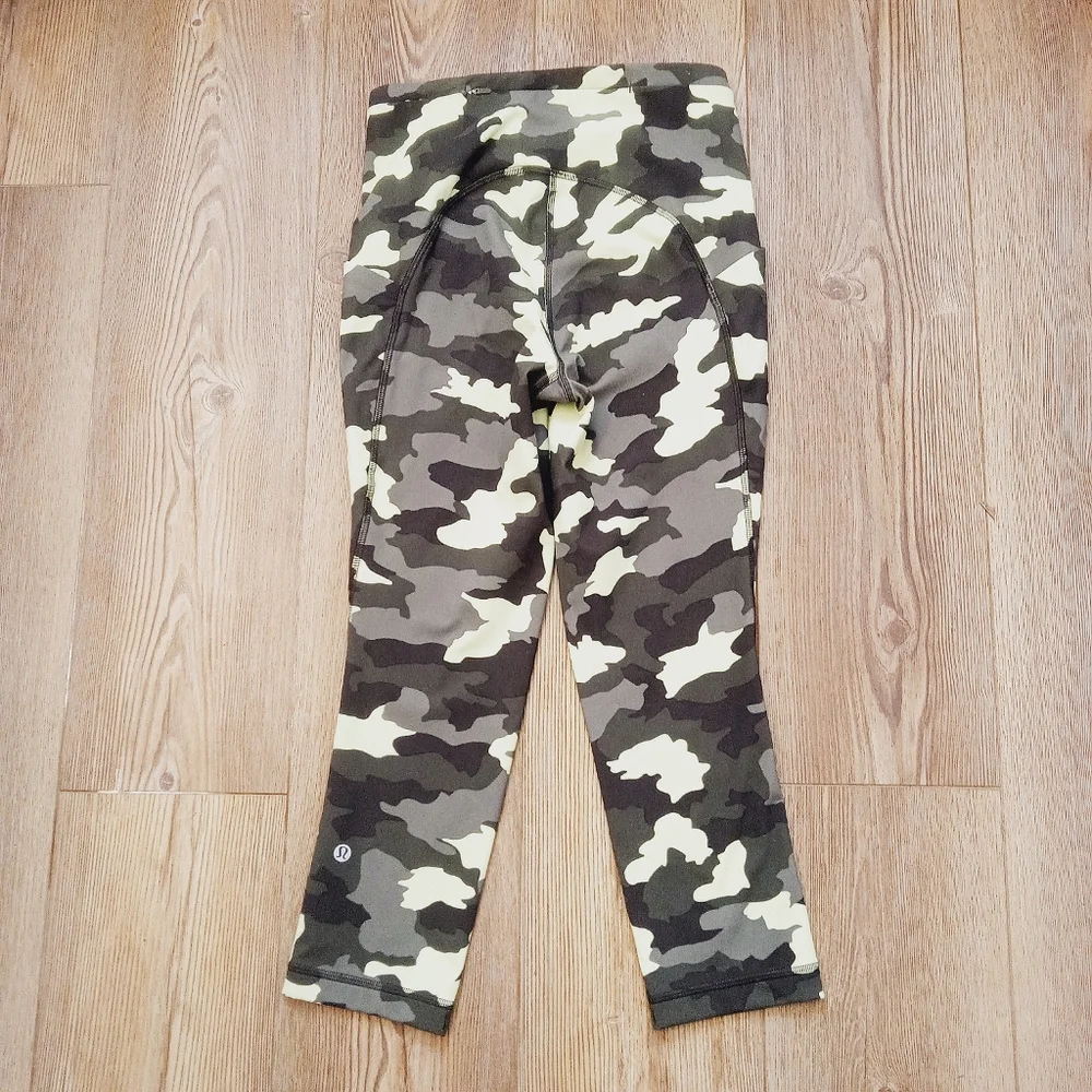 Lululemon Leggings Womens 4 Green Camo Swift Speed High Rise Crop 21