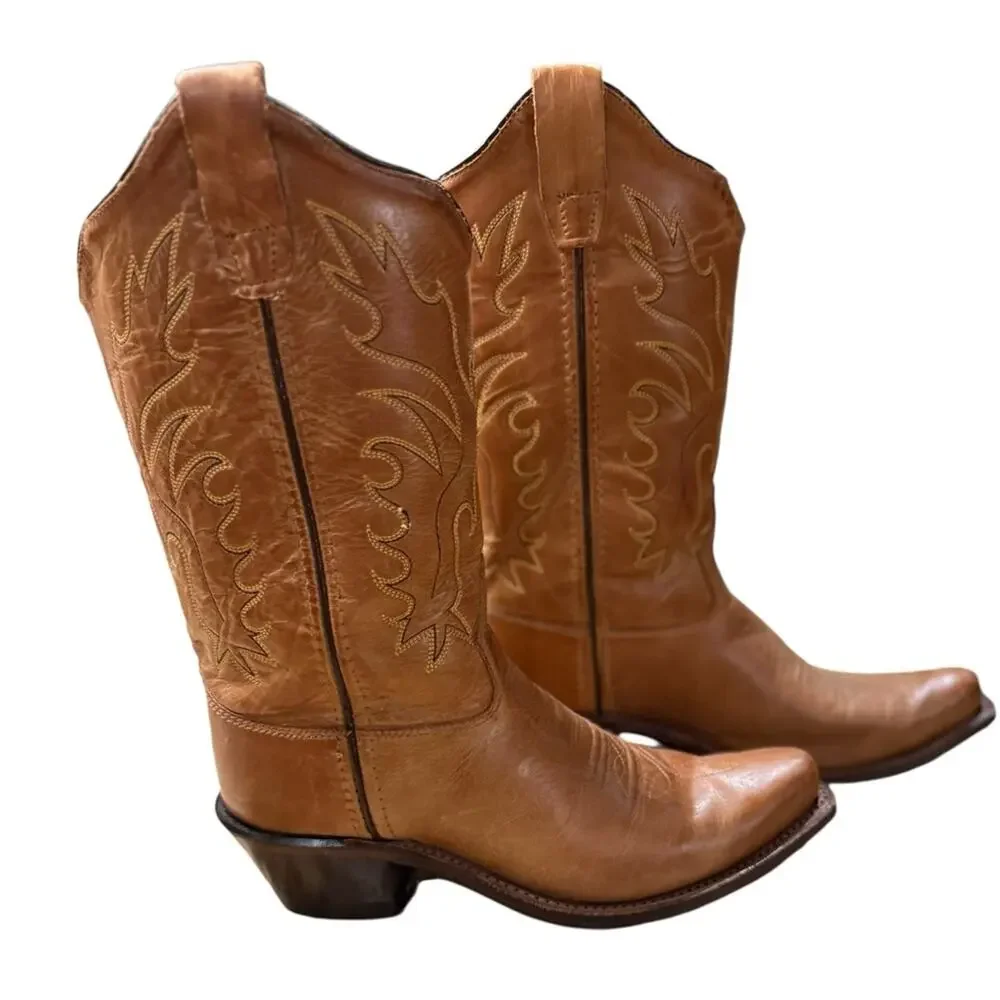 Old West Kids Brown Boots Boys Size 3