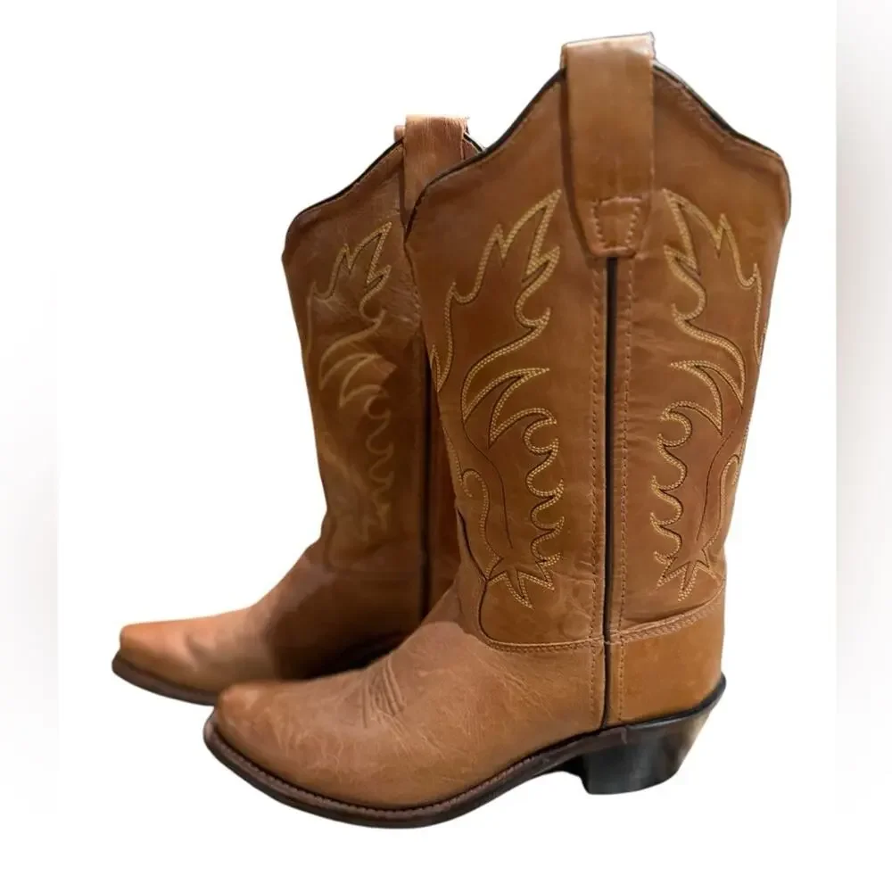 Old West Kids Brown Boots Boys Size 3