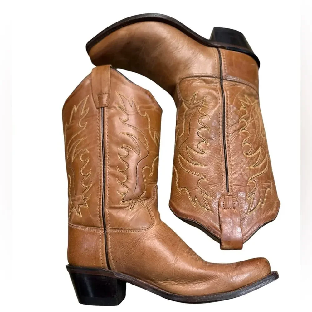 Old West Kids Brown Boots Boys Size 3