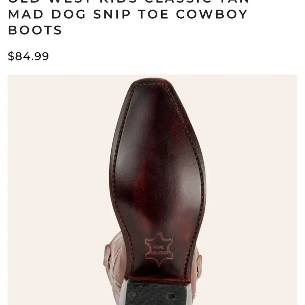 Old West Kids Brown Boots Boys Size 3