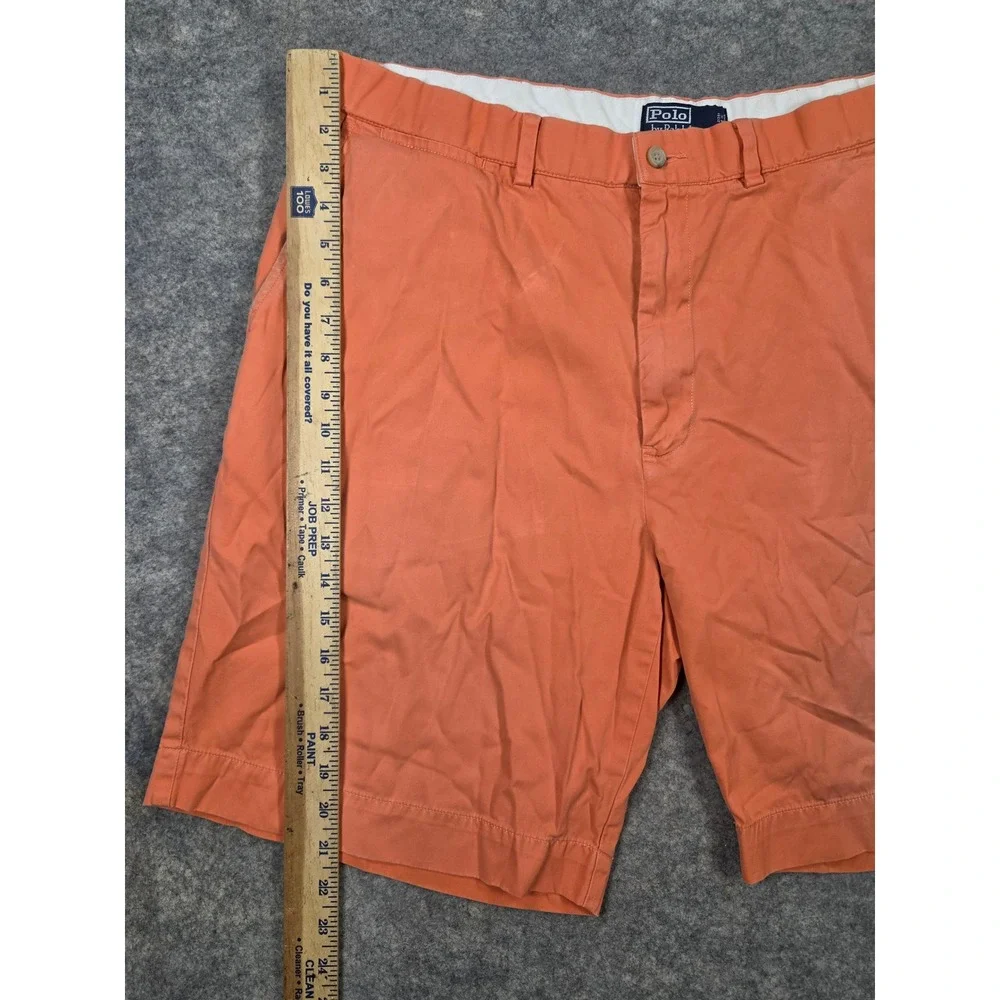 Polo Ralph Lauren Mens Chino Shorts Coral Orange Cotton Twill Size 38 Flat Front