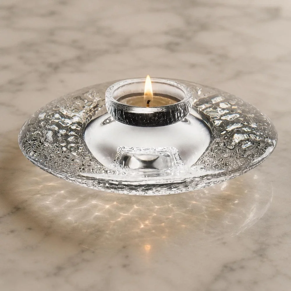 Vintage Orrefors Swedish Art Glass Candle Holder • Scandinavian Crystal Decor 5
