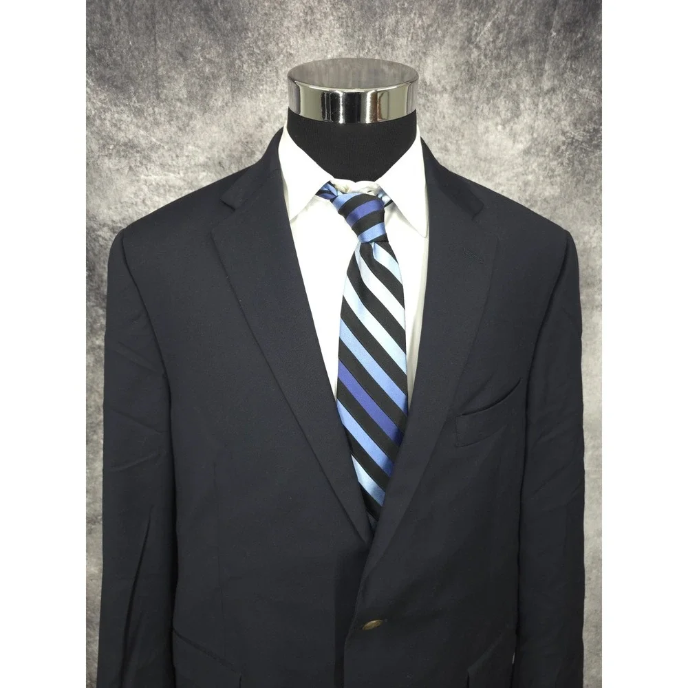 Vtg Hart Schaffner Marx Sports Coat Mens 46R Blue Blazer Jacket 2 Metal‎ Buttons
