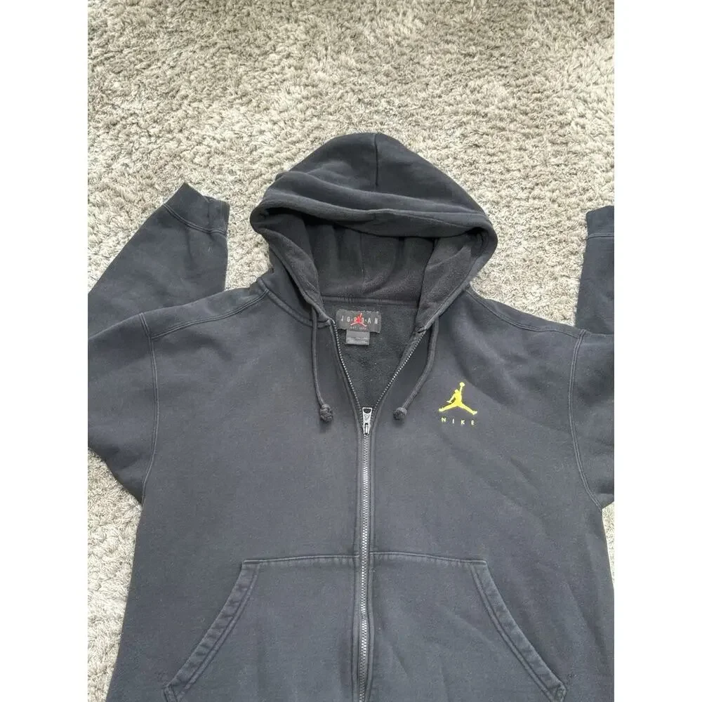 Nike Air Jordan Jumpman Full Zip Hoodie Y2K Michael Jordan Fleece Black Size XXL