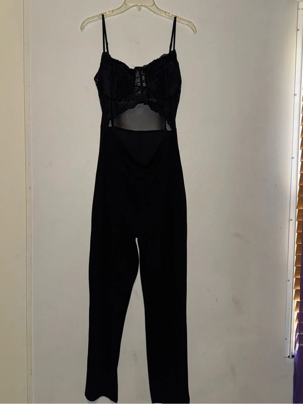 J for Justify Black Lace Chemise-Inspired Jumpsuit