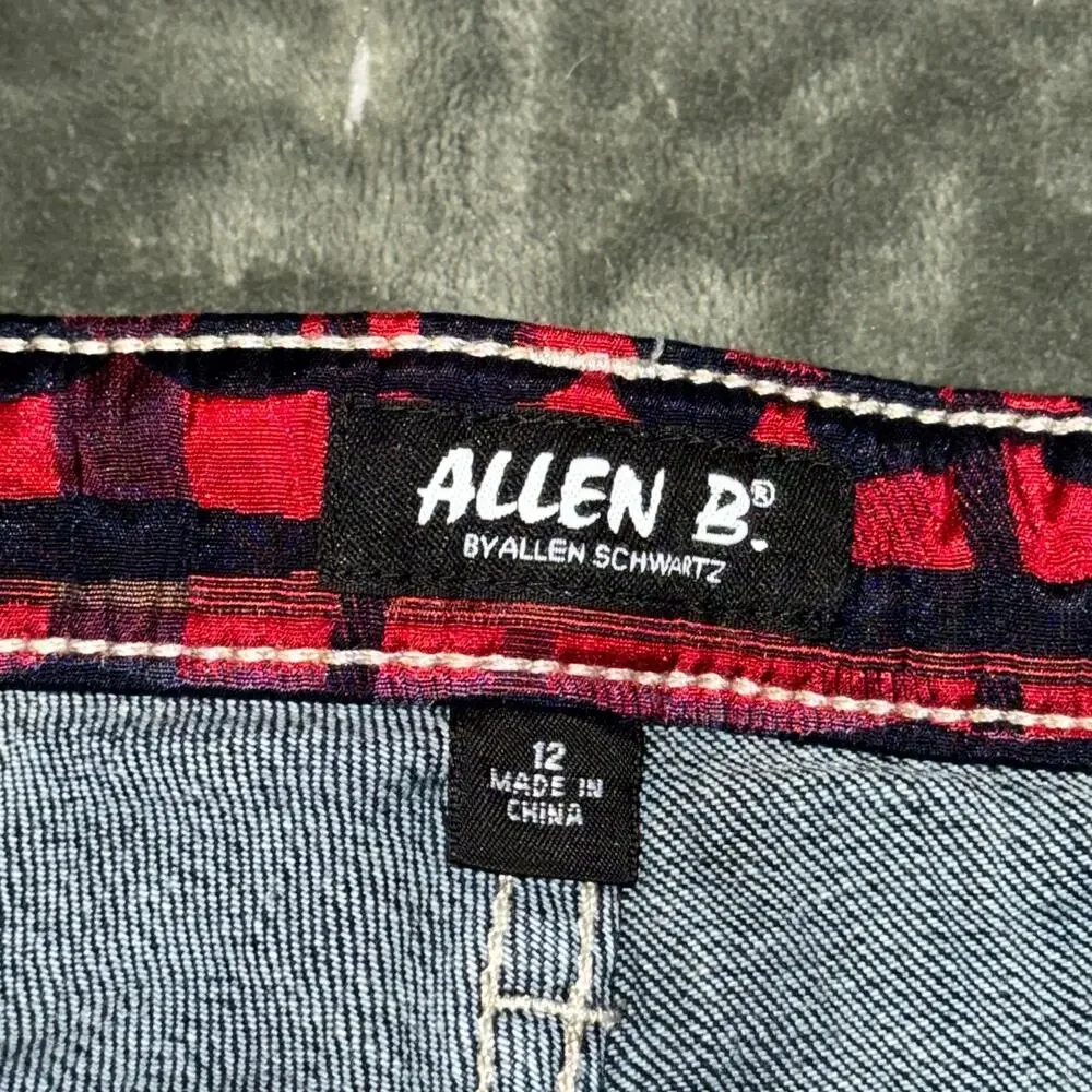 Y2K Allen B. By Allen Schwartz Cutoff Shorts Women’s 12 Blue Red Plaid‎ Denim
