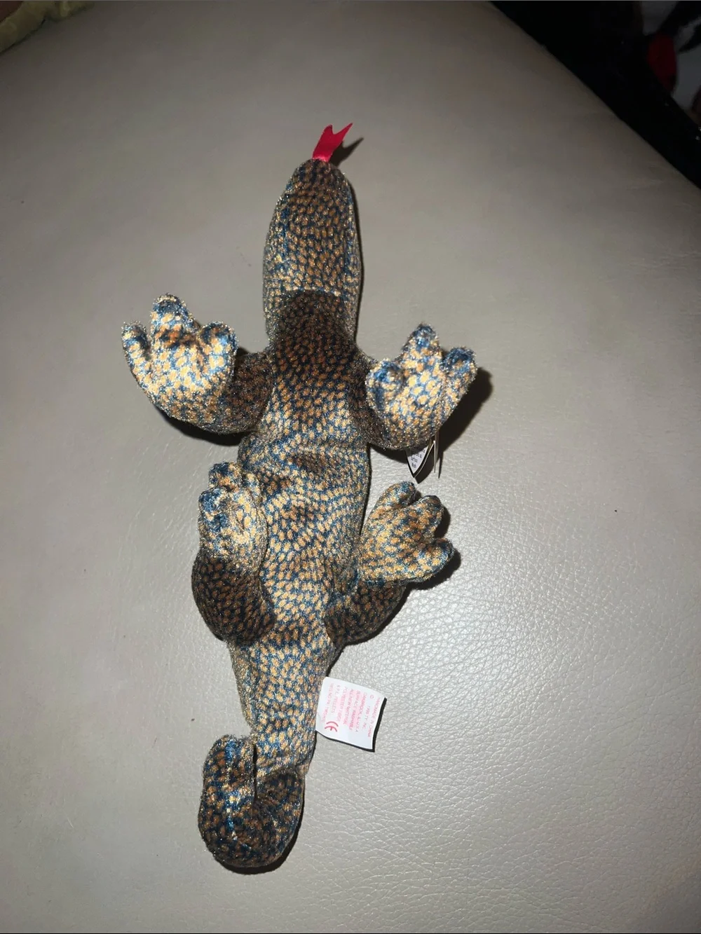 TY Beanie Babies Scaly the lizard with blue and gold speckled pattern