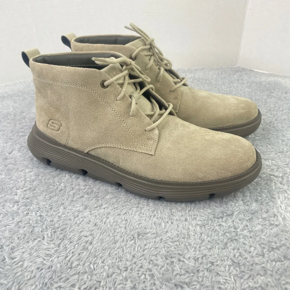 Skechers Chukka Boots Mens 11 Sand Suede Leather Classic Fit Goga Mat 204903‎