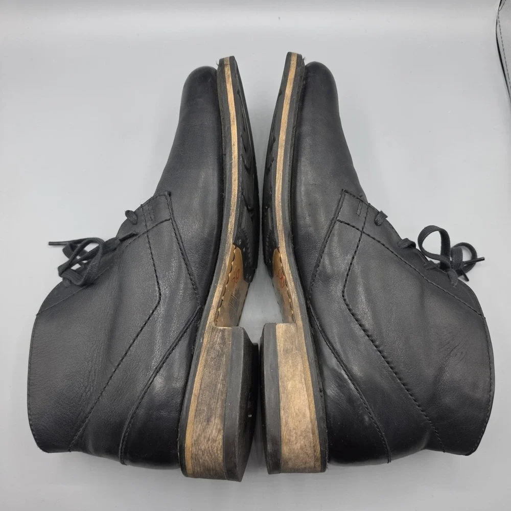 Harley Davidson Chukka Boots Mens 9.5 Black Leather Ankle Moto Biker Vibram Sole