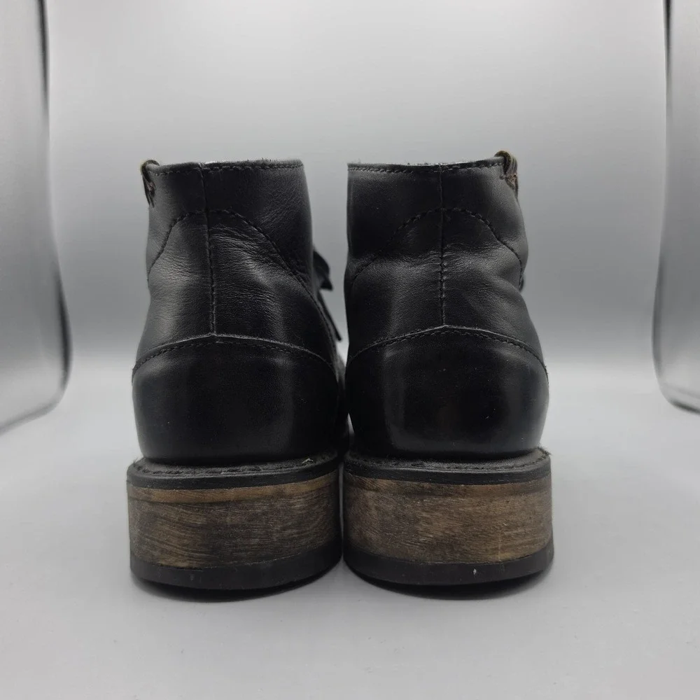 Harley Davidson Chukka Boots Mens 9.5 Black Leather Ankle Moto Biker Vibram Sole