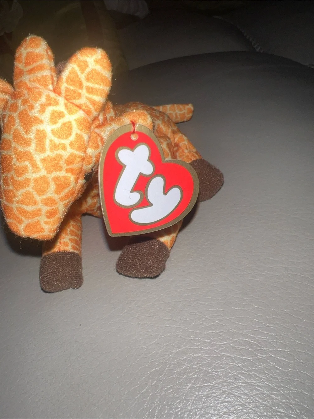 Mini Ty Orange Giraffe Beanie Plush with Brown Hooves